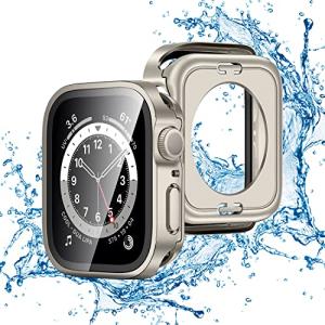 2 in 1防水設計 Apple Watchケース Series6/SE/5/4 40mm スターライト アップルウォッチ 用 保護ケース 強化ガラスフィルム 一体型