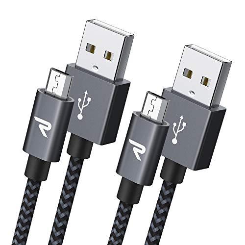Rampow Micro-b USB ケーブル【1M/2本組/黒】 2.4A急速充電ケーブル 高速デ...