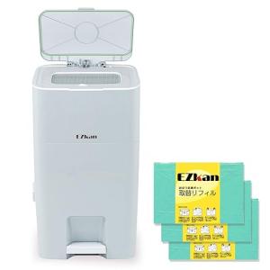 (ケラッタ) EZkan おむつポット ペール ごみ箱 大容量 27L 抗菌 におわない袋 介護 オムツ ペットシーツ ネコ砂 (モダングレー＋リフィルセット)