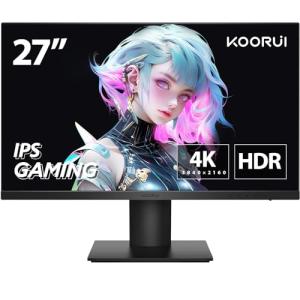 KOORUI モニター 27インチ, 4K ゲーミングモニター ディスプレイ IPS非光沢 デスクトップ PCモニタ 60Hz/4ms/HDR10/HDMI 2.0 X2/DisplayPort 1.4 X1/