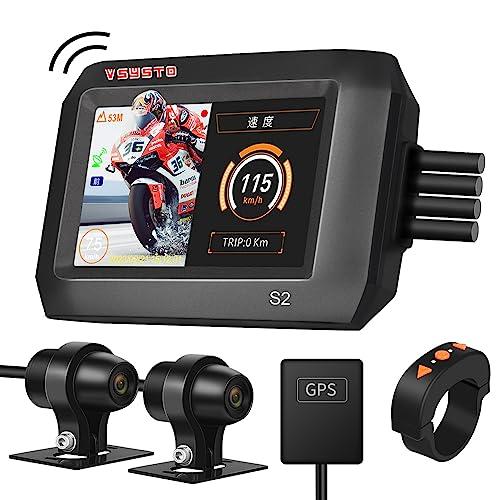 VSYSTO バイク用ドライブレコーダー 前後カメラ 防水 1080PフルHD SONY製センサー ...