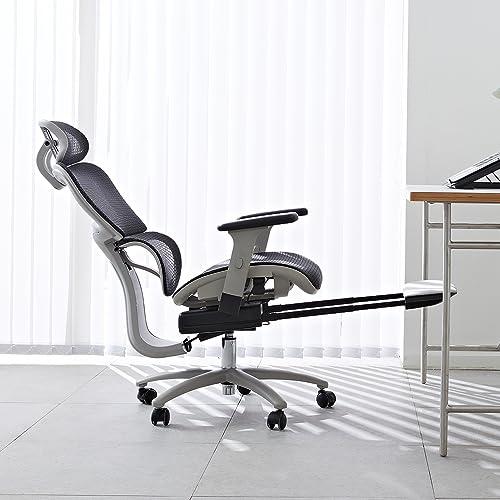 BAJOJAN 人間工学椅子 オフィスチェア フットレスト付き 155度リクライニング 昇降アームレ...