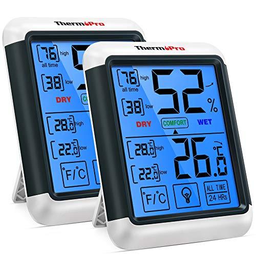ThermoProサーモプロ 湿度計デジタル 温湿度計室内 LCD大画面温度計 最高最低温湿度表示 ...
