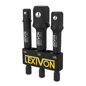 LEXIVON インパクトグレードソケットアダプターセット、76.2mm (3インチ) ホルダー付延長ビット | 6.35mm (1/4インチ)、9.5mm (3/8インチ)、12.7mm (｜loandlu