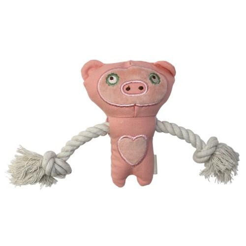 ナチュラルロープトイ　ピンクぶた　シンプリーファイド【無着色のオーガニック素材のみで作られたペット用...