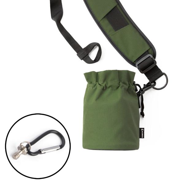 KANI 三脚ポシェット グリーン + カラビナ式エンドフック / 簡易型三脚ケース 三脚ストラップ...