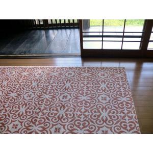 ヨーロピアン レトロ クラシック 160×230 約 3畳 ラグ ベルギー製 フラットループ 洗える ラグマット 北欧 カーペット 絨毯 薄型 ウィルトン織 橙色 オレンジ