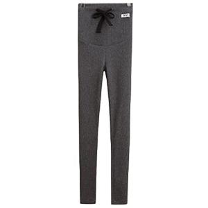 マタニティ リブ レギンス スパッツ タイツ パンツ ストレッチ ウエスト調整 大きいサイズ 妊婦 レディース 伸びる 部屋着 ダークグレー L