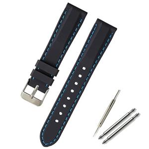 Calme 腕時計 シリコン ベルト 時計 ラバー バンド カラーステッチ 16mm 18mm 20mm 22mm 24mm 交換説明書付 (2