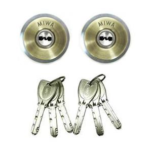 MIWA プッシュプル錠用　PRシリンダー2個同一キー仕様 SA色