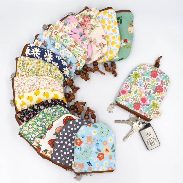 キーケース コットン 軽い 少し大きめ 可愛い 植物柄 動物柄 スマートキーカバー 鍵入れ ☆ 送料...