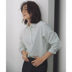 23区 【Oggi 3月号掲載】CANCLINI ベーシック シャツ （ホワイト×グリーンストライプ...