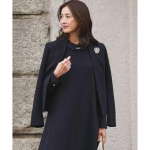 ニジュウサンクオオキイサイズ 23区（大きいサイズ） 【セットアップ対応】トリアセダブルジョーゼット ノーカラー ジャケット （ネイビー系）