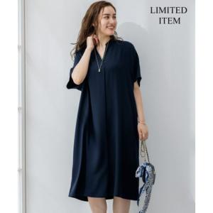 ニジュウサンクオオキイサイズ 23区（大きいサイズ） 【Lサイズ限定/吸水速乾/UVカット/接触冷感/洗える】ストレッチジョーゼット 半袖ワンピース