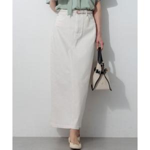 ニジュウサンクオオキイサイズ 23区（大きいサイズ） 23区DENIM Iライン デニムスカート （ホワイト系）