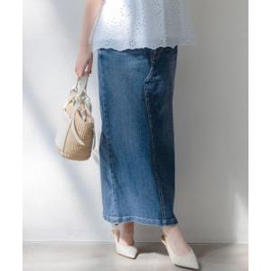 ニジュウサンクオオキイサイズ 23区（大きいサイズ） 23区DENIM Iライン デニムスカート （スカイブルー系）