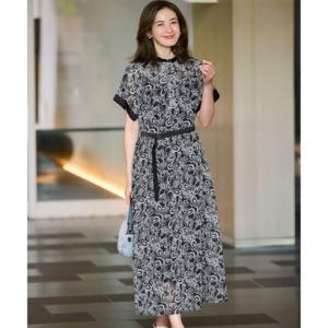 23区（大きいサイズ） 【店舗限定/速乾性】モノトーンプリント ワンピース （ペイズリーモチーフ）