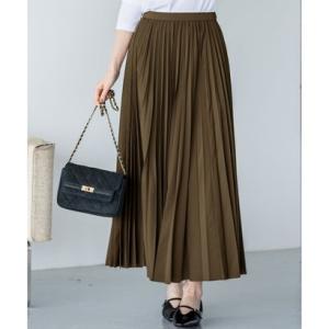 23区（大きいサイズ） 【洗える】パウダリータイプライター プリーツ スカート （カーキ系）