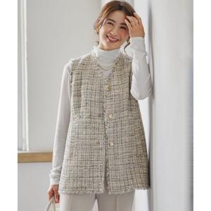 23区（大きいサイズ） GIOLICAツイード フォルム ジレ （アイボリー系3）