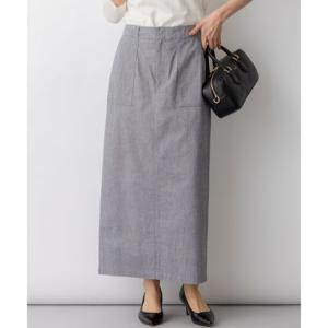 23区（大きいサイズ） スラブツイルストレッチ Iライン スカート （ネイビー）