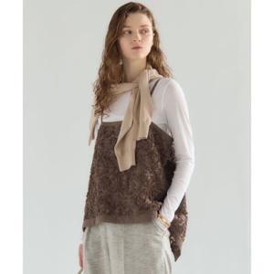 23区（大きいサイズ） リボンエンブロイダリー キャミソール （ブラウン系）