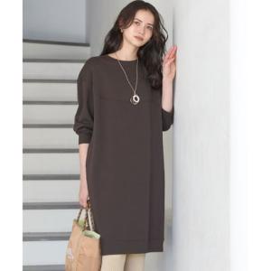 23区（大きいサイズ） 【SLOW/一部店舗限定】ハイゲージテリー デザイン ワンピース （ダークブラウン系）