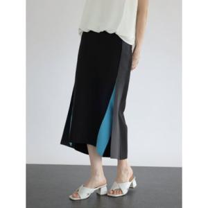 アーガ Aga 配色ニットスリットスカート （ブラック）