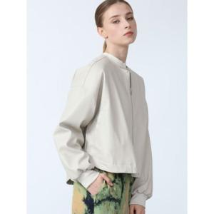 アーガ Aga ヘムラインエコレザーブルゾン （グレージュ）