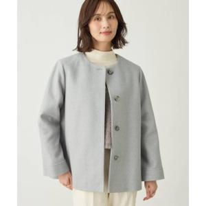 エーシーデザインバイアルファキュービック A/C DESIGN BY ALPHA CUBIC ノーカラーショートコート【軽量】 （ライトグレー）