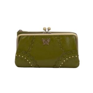 アナスイ ANNA SUI マチルダ 二つ折り口金長財布 （カーキ）