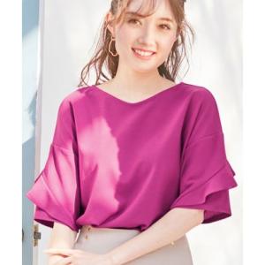 アロッタ Alotta 【4つの機能付】フリル袖Tシャツブラウス （ラズベリー）