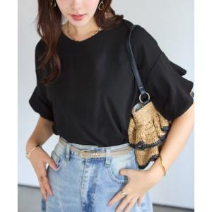 アロッタ Alotta 【4つの機能付】フリル袖Tシャツブラウス （ブラック）