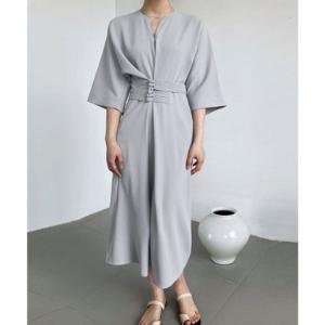 ロングワンピース 夏 レディース 5分袖