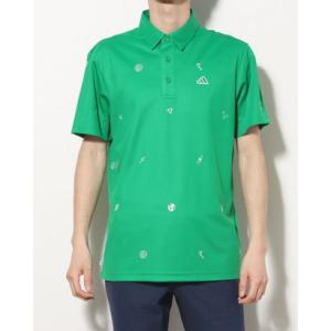 アディダス adidas メンズ ゴルフ 半袖シャツ PLAY GREEN モノグラム刺繍 半袖ボタンダウンシャツ HT6845 （グリーン）｜locondo-shopping