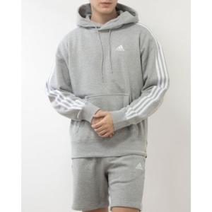 アディダス adidas メンズ スウェットパーカー M ESS+ 3ST スウェットフーディ JF3984 （ミディアムグレーヘザー）｜locondo-shopping