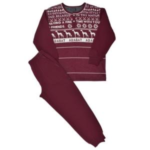 アダバット リラックスウェア　アンダーウェア adabat RELAX WEAR / UNDER WEAR 長袖ニットパジャマ （ワイン）