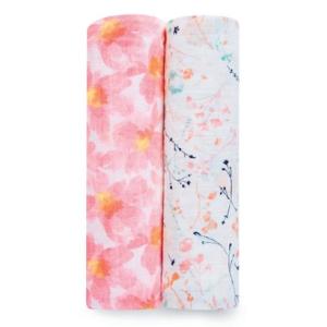 エイデンアンドアネイ aden+anais おくるみスワドル 2枚入 （ペタルブルーム）