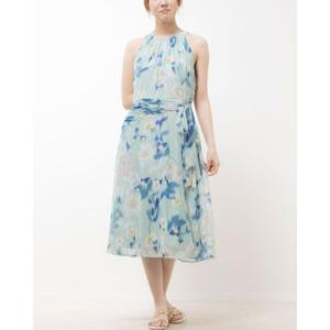 アドリアナパペル Adrianna Papell 【訳あり新品】淡ミントブルーのエレガントなシフォンワンピース （ミントブルー）