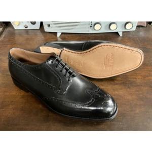 レザーソール 360°フルマッケイ製法 外羽根フルブローグ（ブラック) AMBUR CHAR （ブラック）