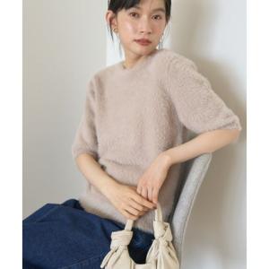 アメリカンホリック AMERICAN HOLIC フェザー半袖ニットプルオーバー （ベージュ）