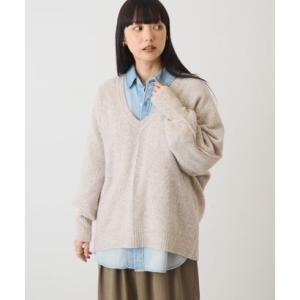 アメリカンホリック AMERICAN HOLIC 【顔映え】Vネックコクーンニット （ライトベージュ）