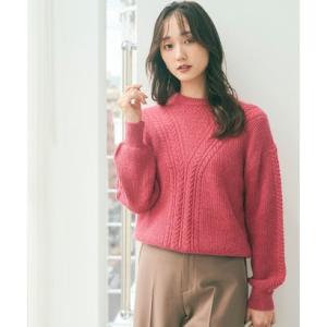 ANY SIS 【洗える】フロントケーブルポイントアンゴラブレンド ニット （ベリーピンク）