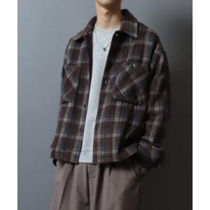 アンパス ANPAS Flannel CPO Shirt/ヘビーネルCPOチェックシャツ 長袖シャツ ネルシャツ シャツジャケット メンズ （ブラウン