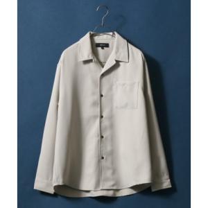 別注 オーバーサイズ ツイル オープンカラーシャツ メンズ シャツ 長袖 開襟シャツ
