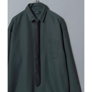 ANPAS/アンパス 別注 ネクタイ付きツイルオーバーサイズ レギュラーカラーシャツ / レディース メンズ 長袖シャツ 秋冬 ワイドシルエット