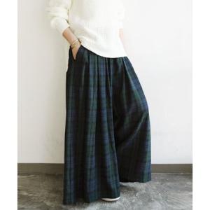 アンドイット and it_ ネルタックワイドパンツ【MーL】ボトムス 秋冬 ワイドパンツ レディース エミュラル emural ブラックウォッチ グ