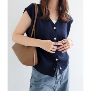 アンドミー andme メタルボタン ノースリーブ ニット トップス （ネイビー）の商品画像