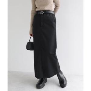 アンドミー andme 前スリット チノ ロング タイト スカート （ブラック）の商品画像