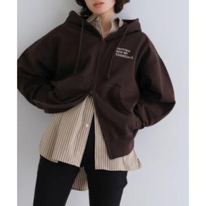 アンドミー andme ロゴ刺繍 ANME ダブルジップス ウェット パーカー ANME アンメ （ブラウン）