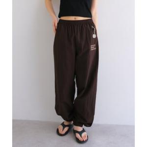 アンドミー andme ANMEロゴ刺繍 UV 接触冷感 ナイロンパンツ （ブラウン）